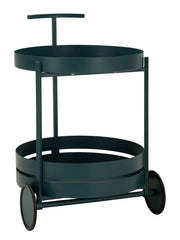 Carrello Bar Saturno Ottanio - Design arrotondato in metallo, ruote integrate, 40x49,5x61 cm - Arredamento Contemporaneo