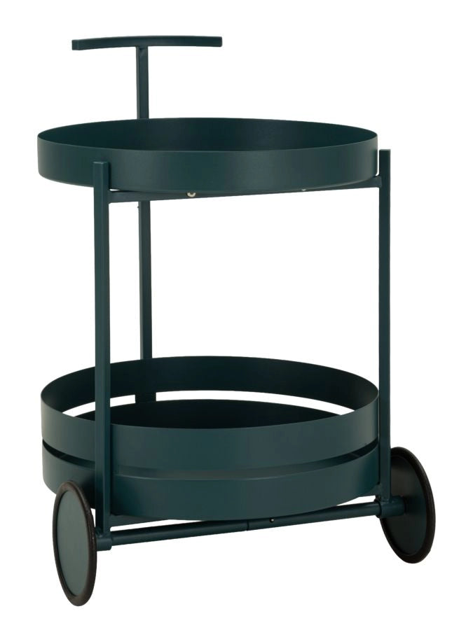 Carrello Bar Saturno Ottanio - Design arrotondato in metallo, ruote integrate, 40x49,5x61 cm - Arredamento Contemporaneo