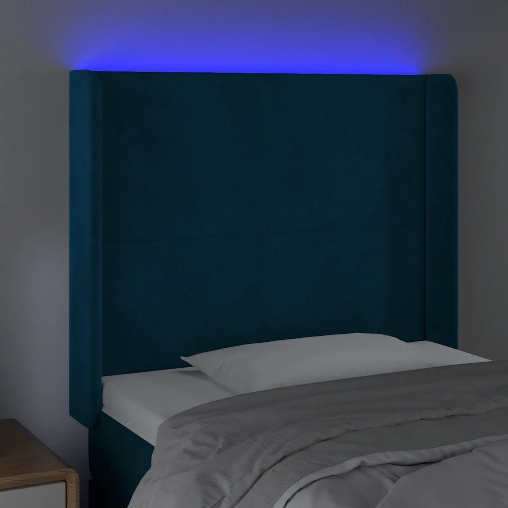 Testiera a LED Blu Scuro 93x16x118/128 cm in Velluto