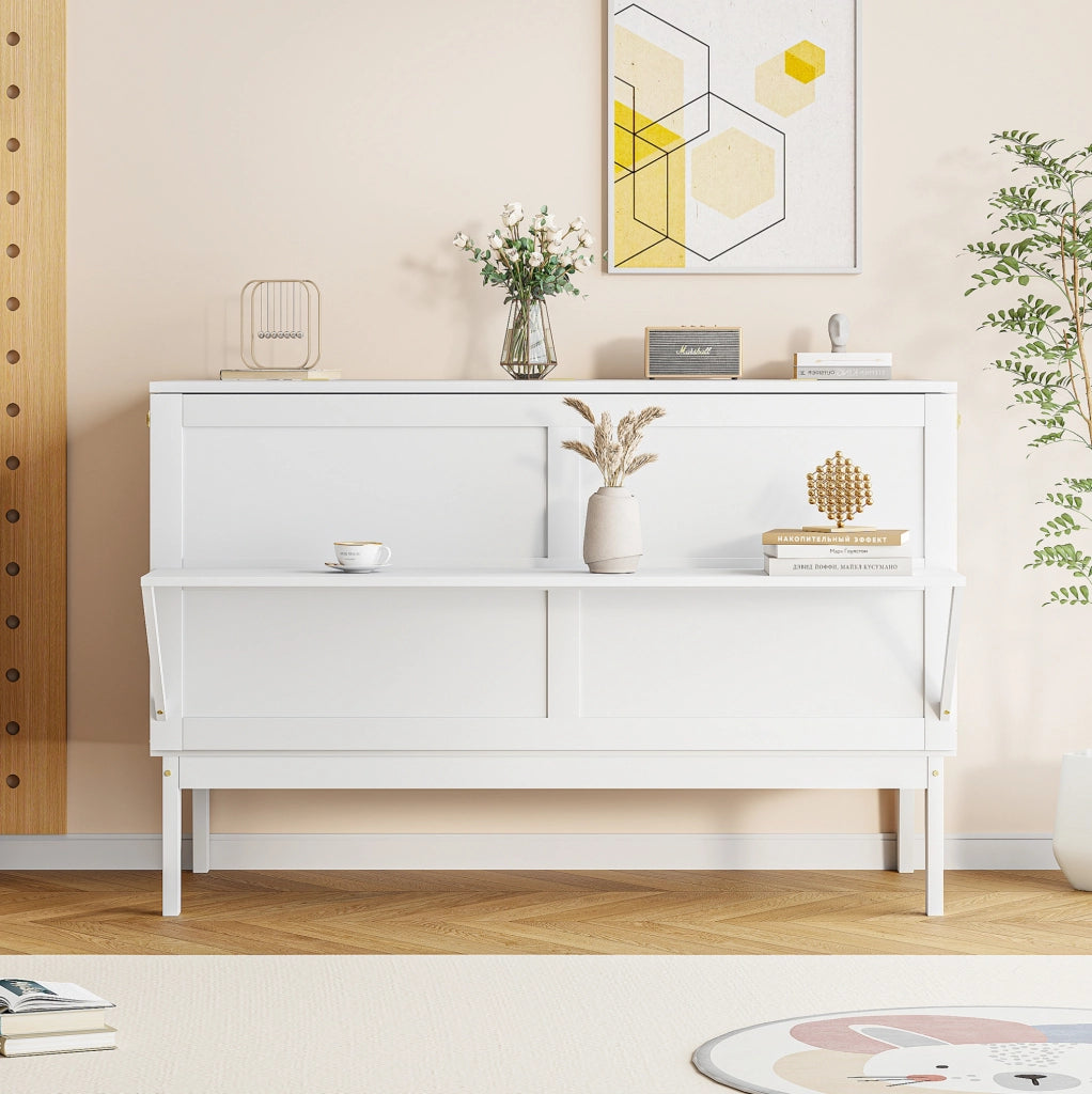 Letto pieghevole verticale 140x200 cm salvaspazio in legno bianco