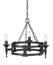 Lampadario nero Saxon in acciaio 3xE14 60W Elstead