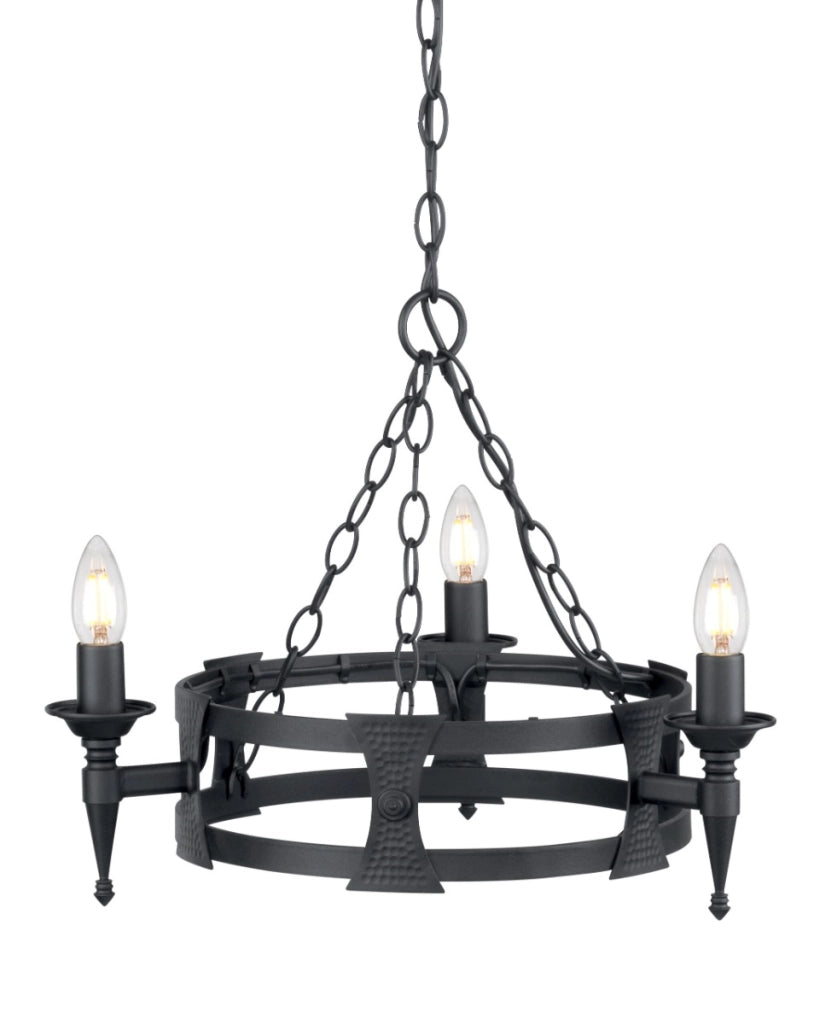 Lampadario nero Saxon in acciaio 3xE14 60W Elstead