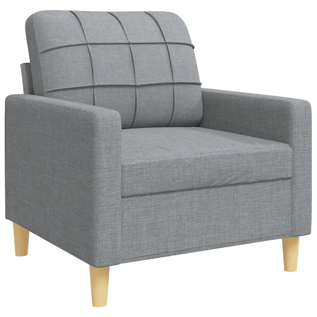 Set Divani 4 pz con Poggiapiedi e Cuscini Grigio Chiaro Tessuto