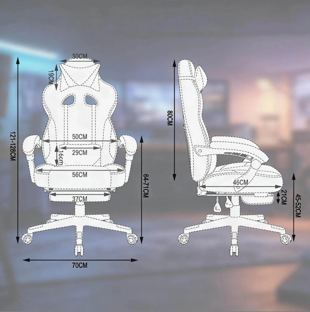 Sedia gaming ergonomica reclinabile con poggiapiedi nero e verde
