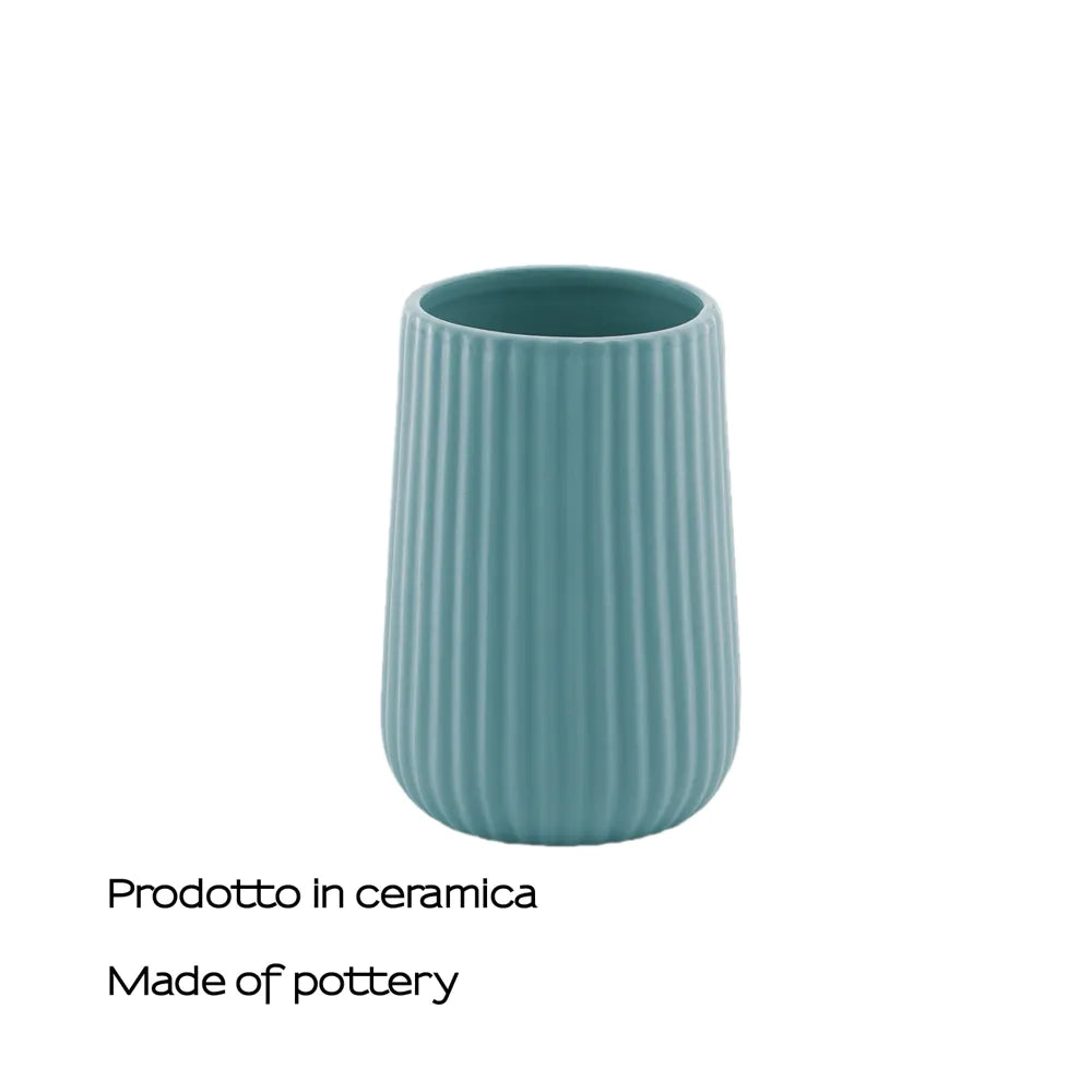 Portaspazzolini Gedy in ceramica azzurro polvere | Marika