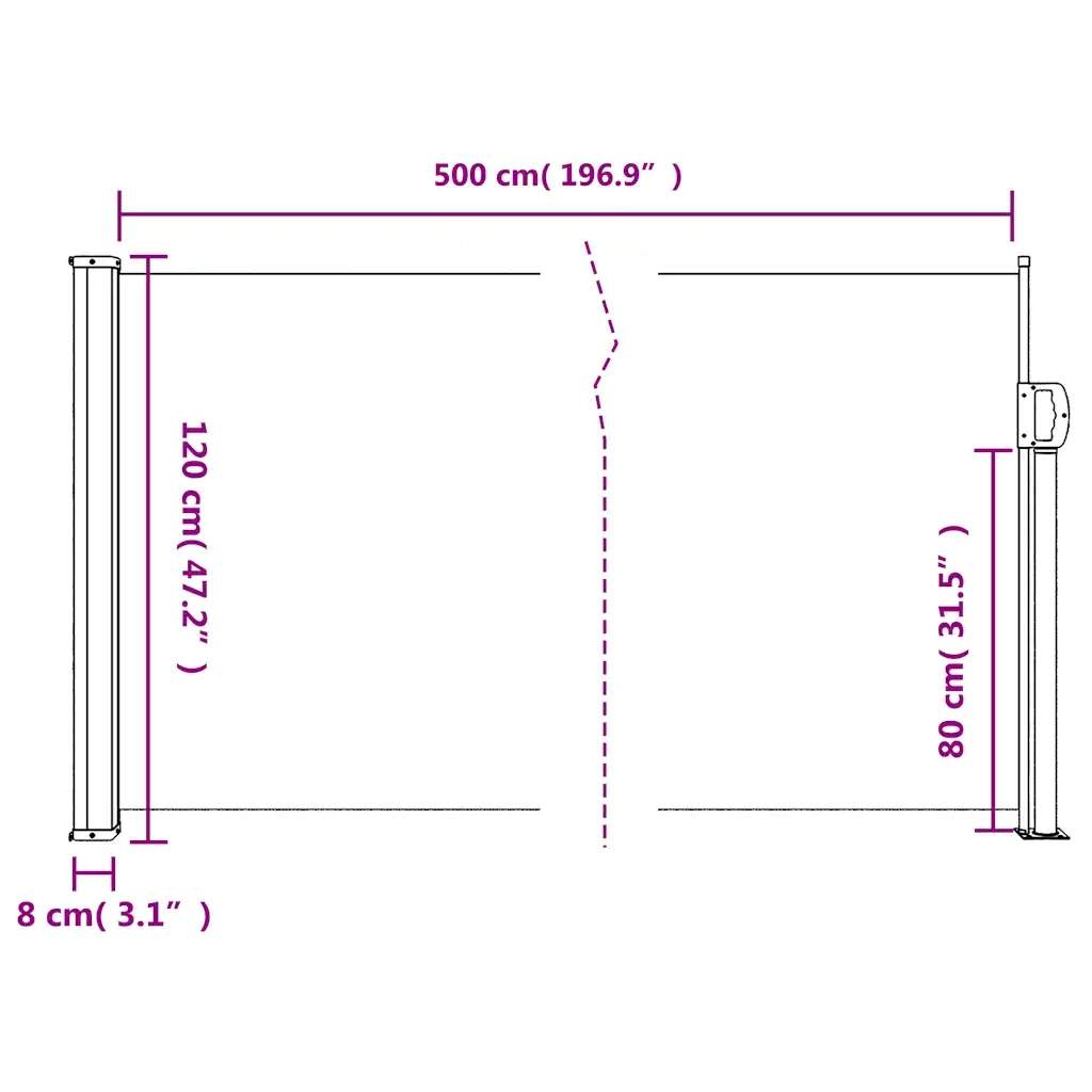 Tenda da Sole Laterale Retrattile Beige 120x500 cm 4004405