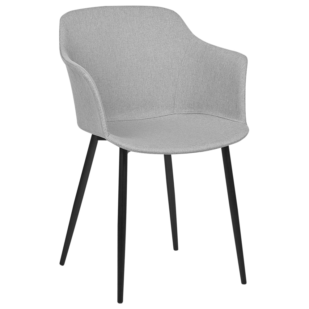 Set di 2 sedie da pranzo in tessuto grigio chiaro imbottito con gambe nere Stile retrò Mobili per il soggiorno