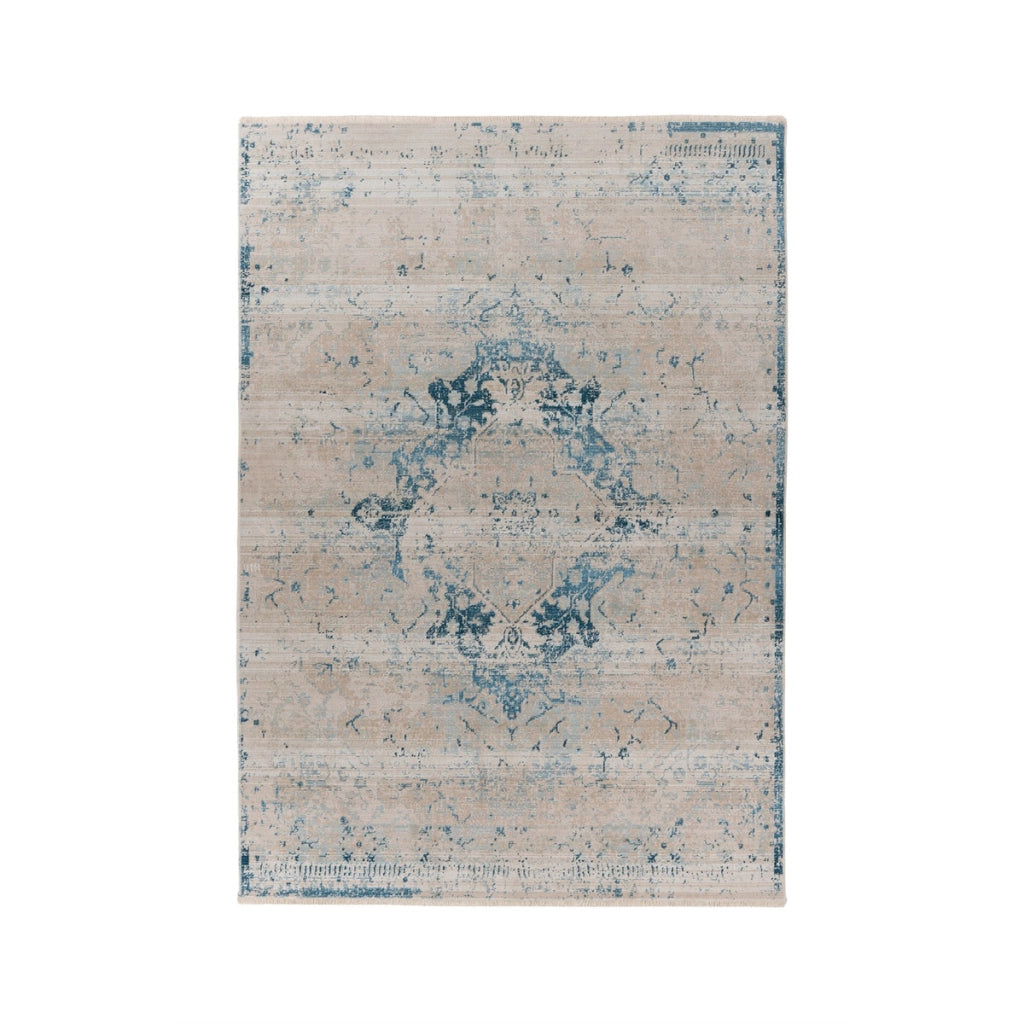 Tappeto a pelo corto Dilan in blu e beige