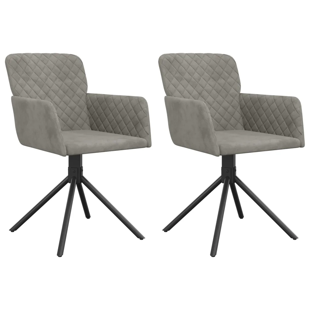 Sedie da Pranzo Girevoli 2 pz Grigio Chiaro in Velluto cod mxl 12265