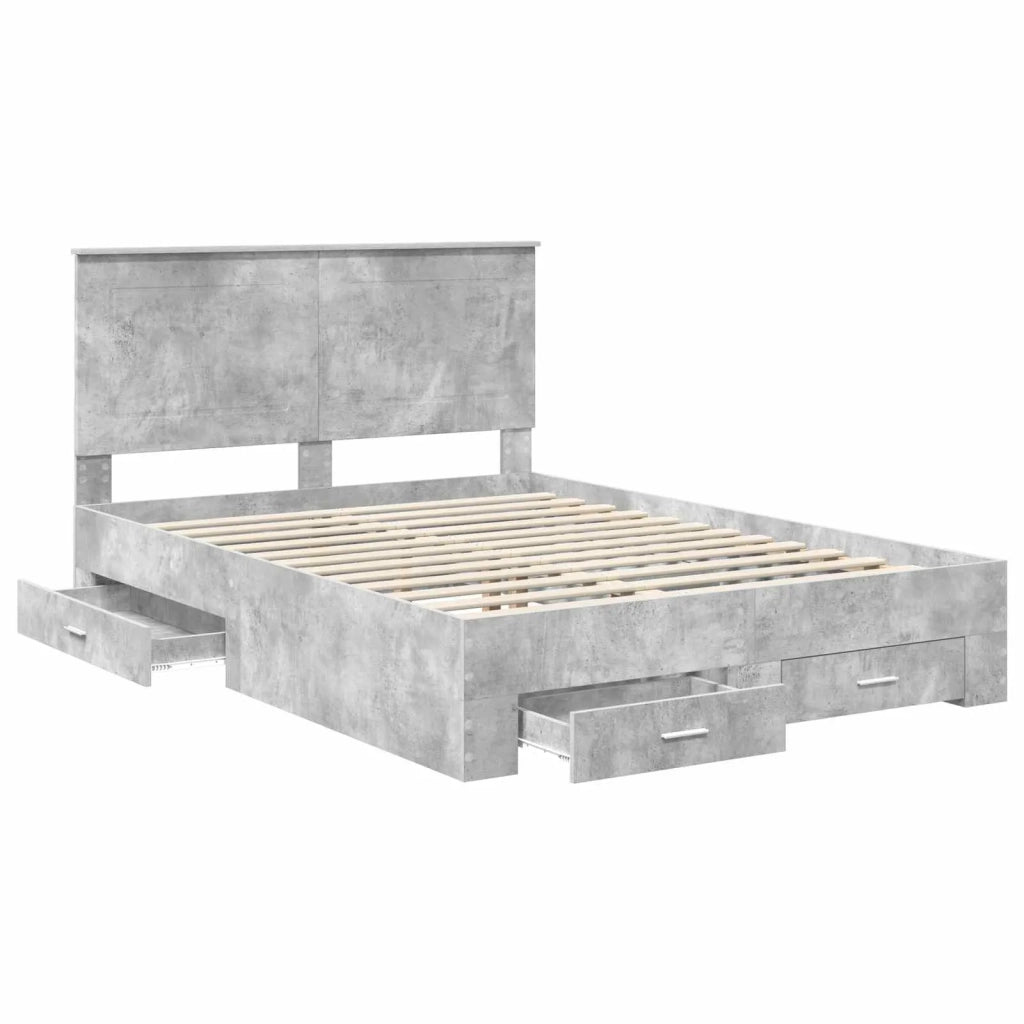 Struttura del letto con testiera Grigio cemento 140 x 190 cm