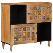 Credenza Naturale 80 x 33 x 75 cm Legno di mango massello