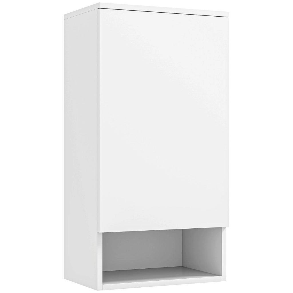 Mobile pensile 85x45x11 cm con ripiani regolabili e vano aperto in legno bianco