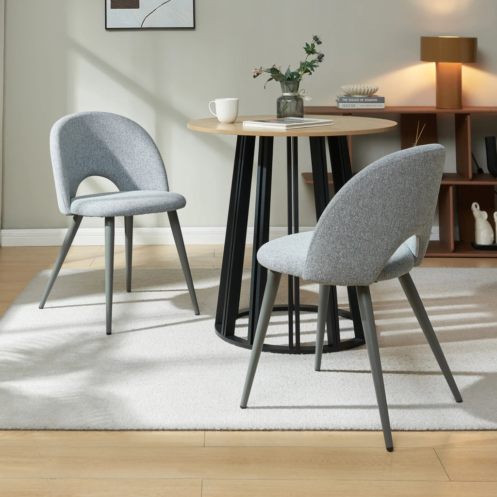 Set Karijoki di 6 Sedie Imbottite da Sala Pranzo Rivestimento in Tessuto - Grigio [en.casa]