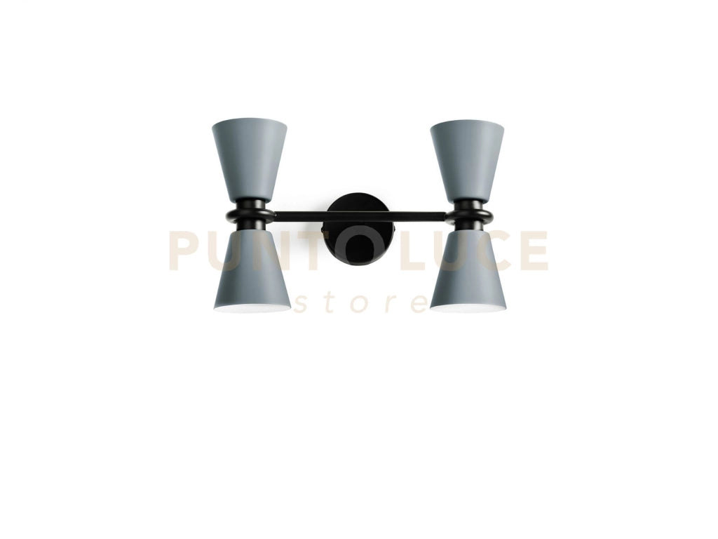 GRAAL APPLIQUE DA PARETE 4 LUCI METALLO GRIGIO E NERO ATTACCO G9 D.10CM