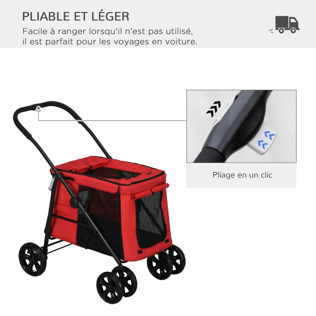 Trasportino pieghevole per animali ¨C zephmum ¨C rosso 102x62x105 cm