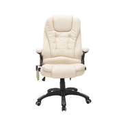 Sedia da ufficio ergonomica con massaggio; riscaldamento; rotazione 360° e altezza regolabile in similpelle beige