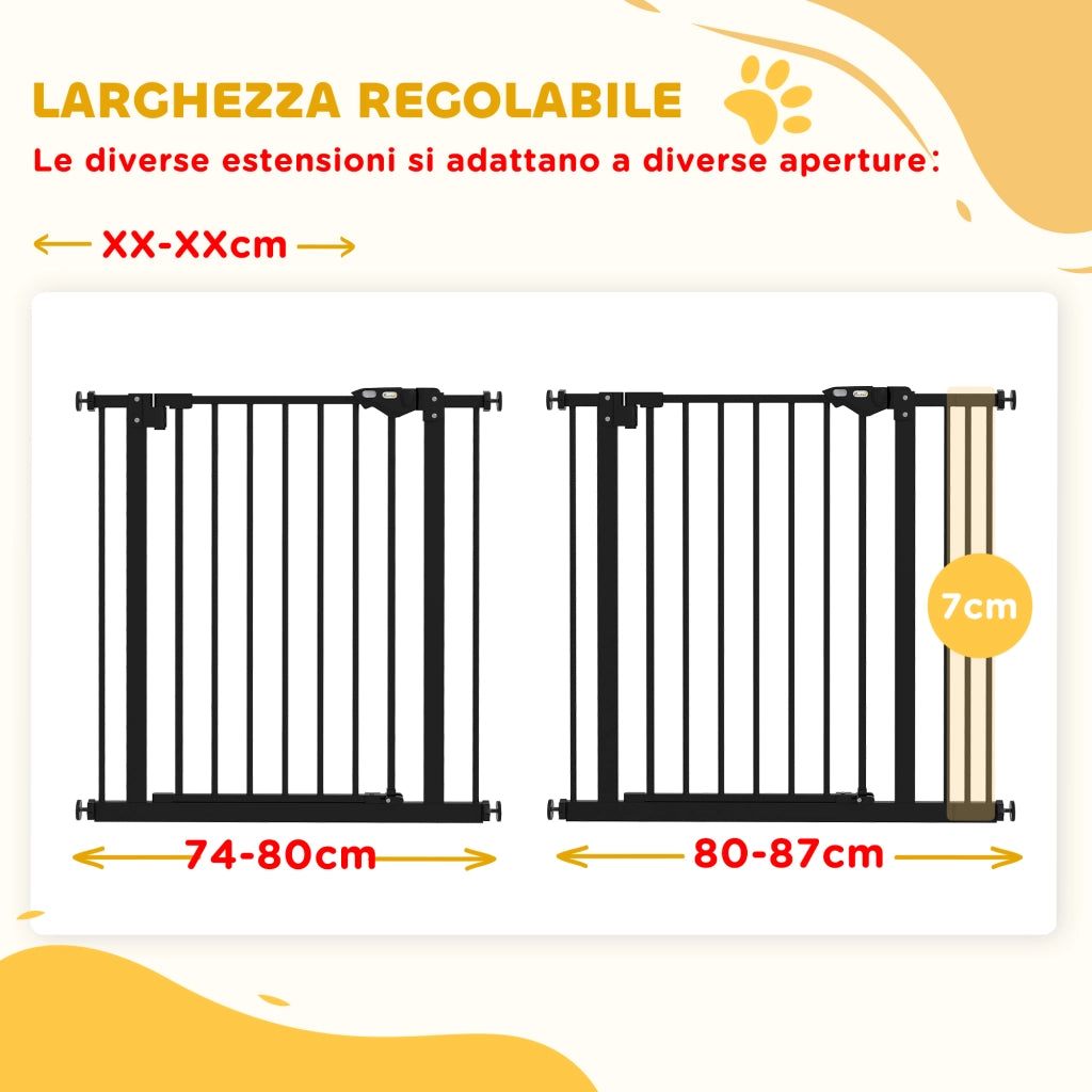 Cancellino per Cani a 2 Estensioni Regolabile ¨C Zephmum ¨C Nero, Acciaio, 100 cm