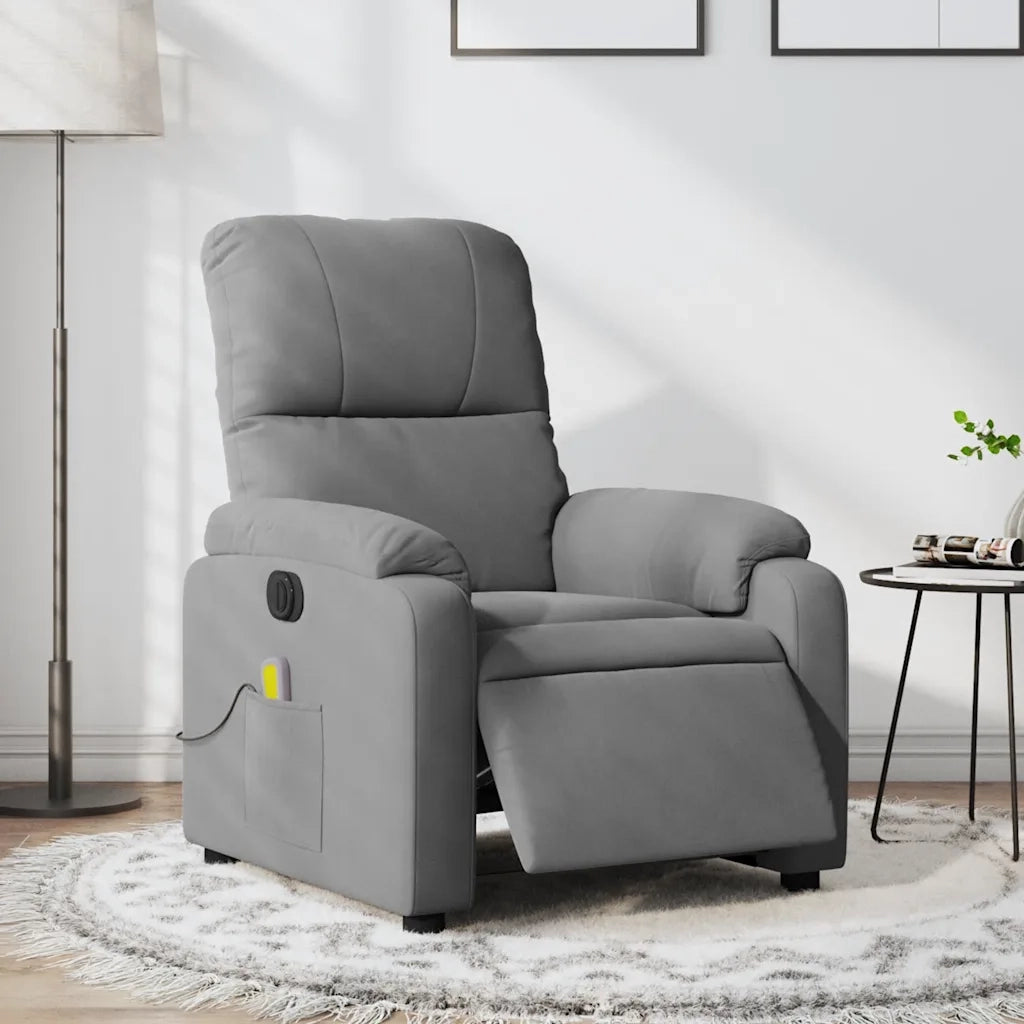 Divano Sedia-Poltrona Reclinante Massaggi Elettrica Grigio Scuro Microfibra 108591