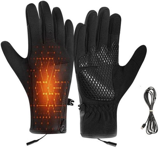 Manopole riscaldanti - manopole elettriche - Touchscreen ricaricabile - caricabatteria USB - imbottitura di fleece - adatte per sport invernali, bicicletta, pesca, caccia e arrampicata su roccia - effetto di temperatura costante al primo livello
