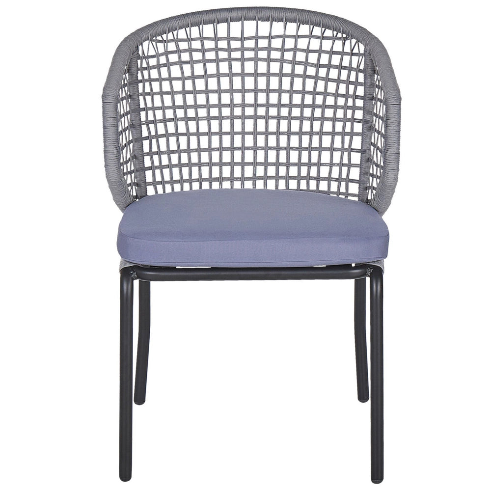 Set di 2 sedie da giardino cuscini grigi struttura in metallo Nero bistrot da esterno
