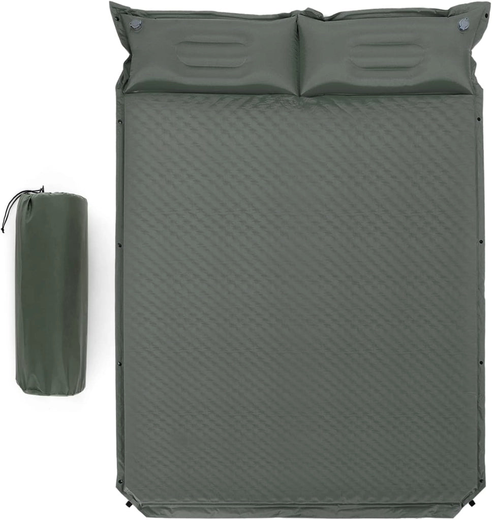 Materassino Campeggio Autogonfiabile per 2 Persone, Materassino da Campeggio Doppio con Cuscino, Veloce da Gonfiare e Sgonfiare, Impermeabile, per Spiaggia, Montagna e Campeggio (Blu)
