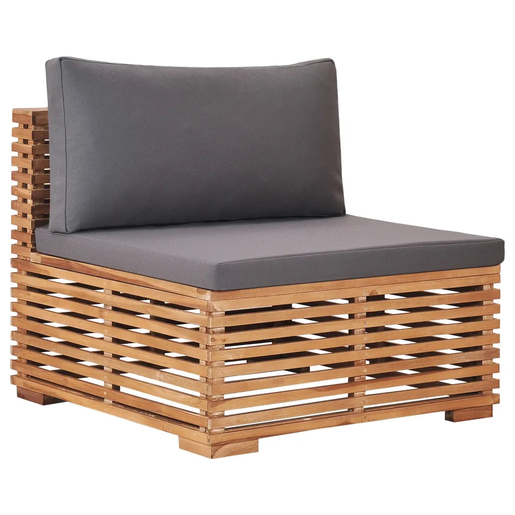Divano Centrale da Giardino con Cuscino Grigio Massello di Teak cod mxl 67981