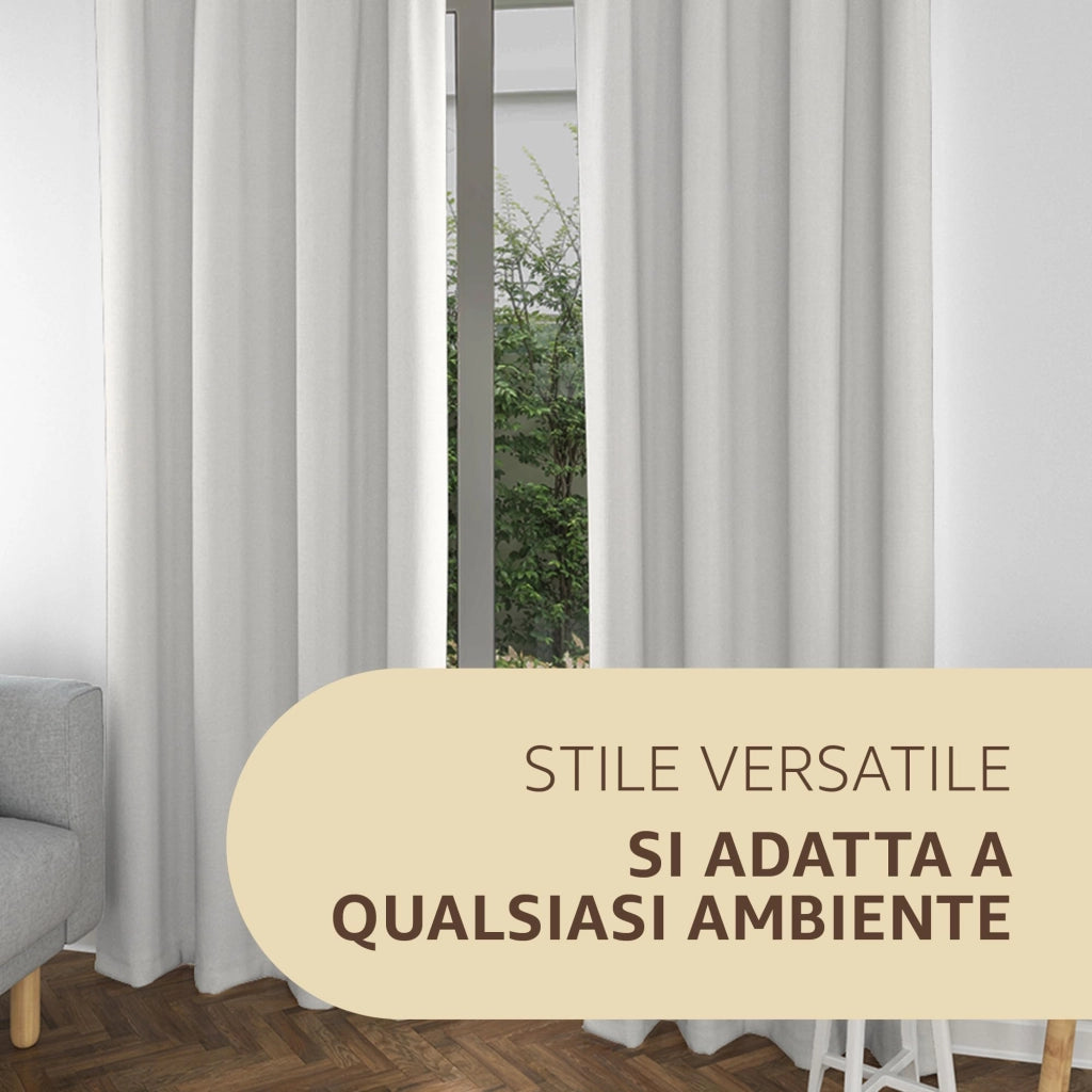 Tende per Interni Camera da Letto e Soggiorno Con Anelli - 140x280cm - 2 Pezzi Colore: BIANCO