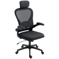 Sedia da Ufficio Ergonomica in Tessuto con Braccioli, Nero