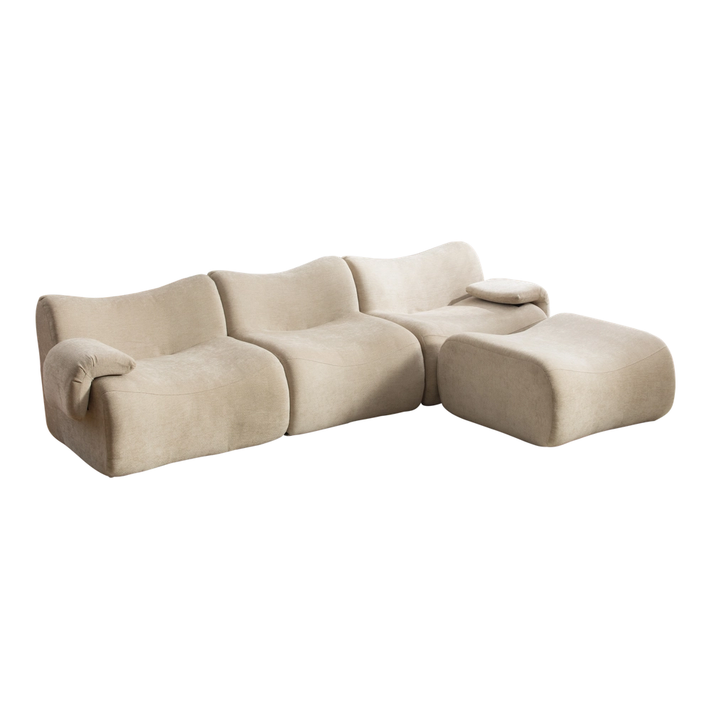 Divano Modulare in Tessuto Chenille ¨C MINIMAL ¨C Grigio Chiaro, Morbido, Antimacchia