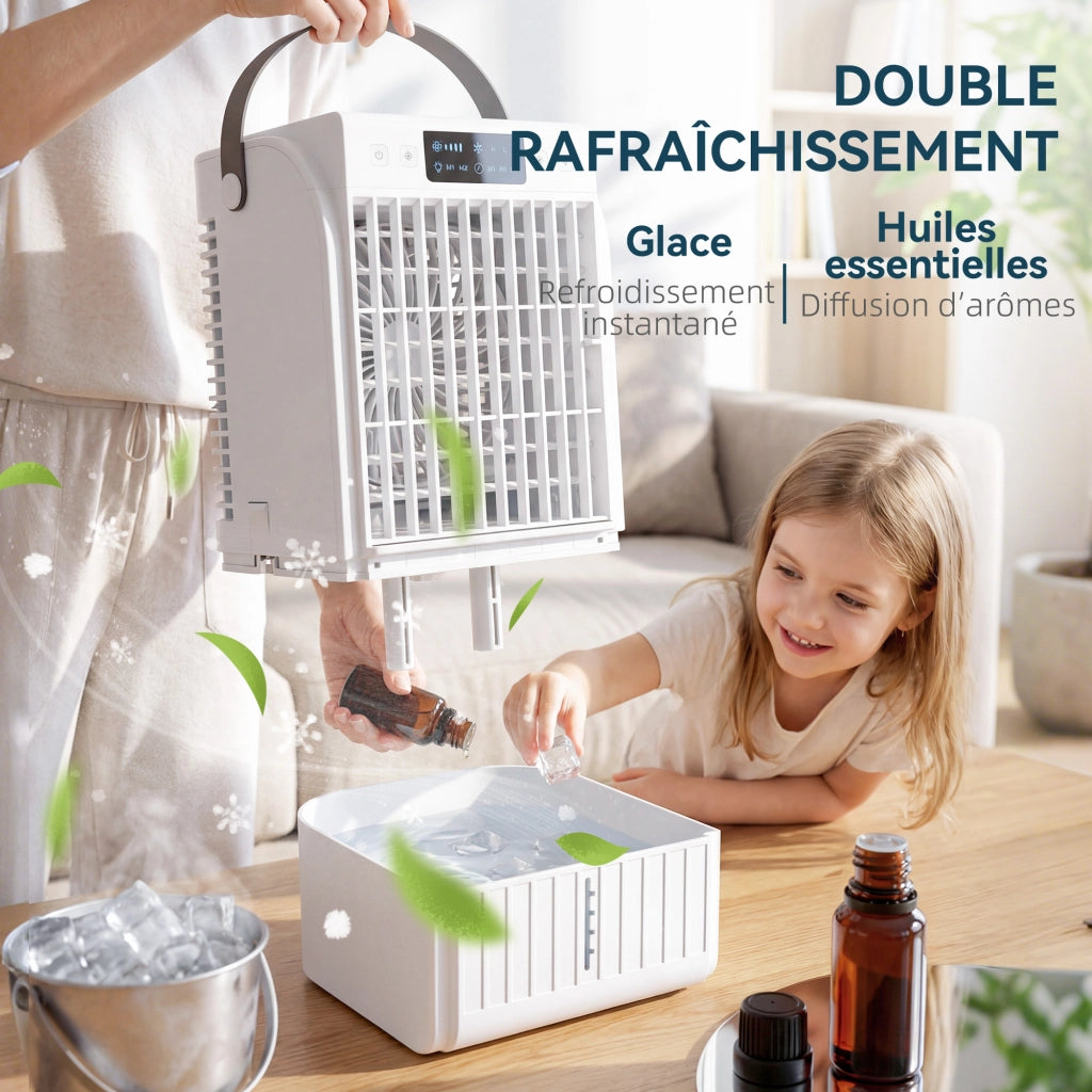 Raffreddatore ad evaporazione portatile ¨C zephmum ¨C 4 velocit¨¤, 2 modalit¨¤ nebulizzazione, LED RGB, bianco