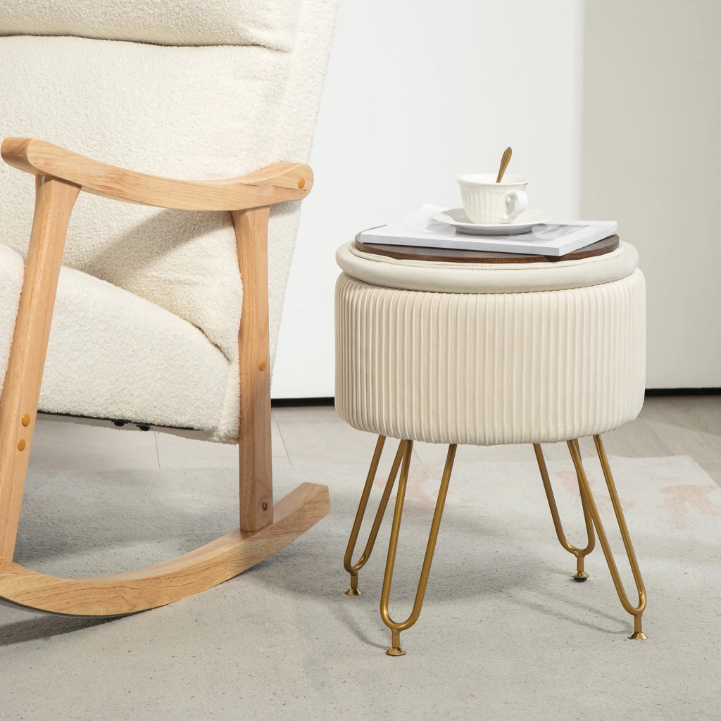 Puffo cassettiera con gambe in metallo ¨C zephmum ¨C crema 40x40x40