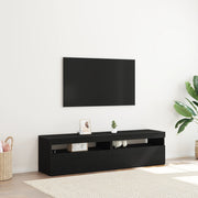 Mobile TV con Luci LED 2 pz Nero Rovere 75x35x40 cm Legno ingegnerizzato