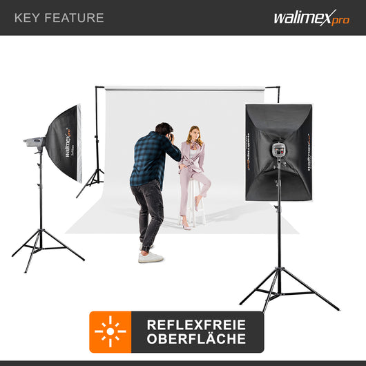 Sfondo fotografico in cartoncino bianco 1,35 x 10 m, Backdrop foto antiriflesso e resistente, per studi fotografici