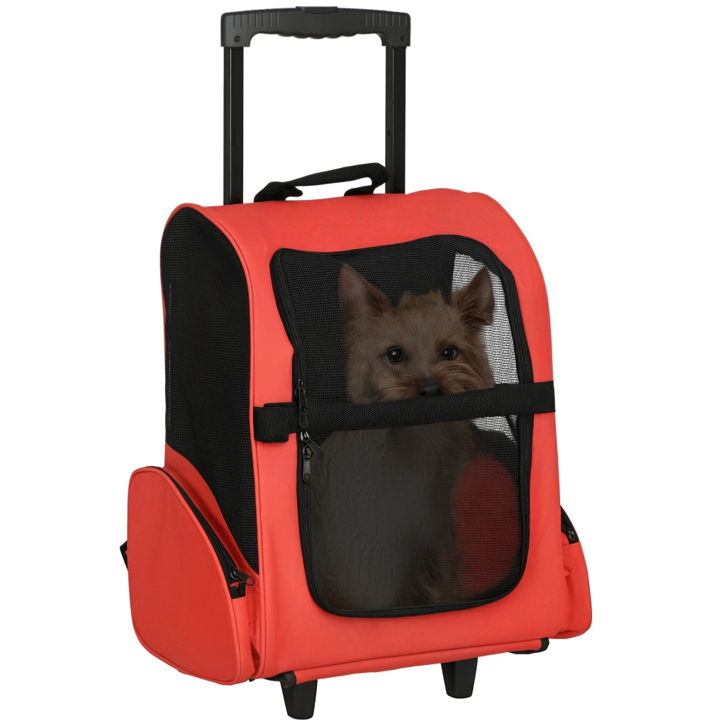 Carrello Trasportino per Cani 2 in 1 ¨C Zephmum ¨C Rosso 42x25x55 cm