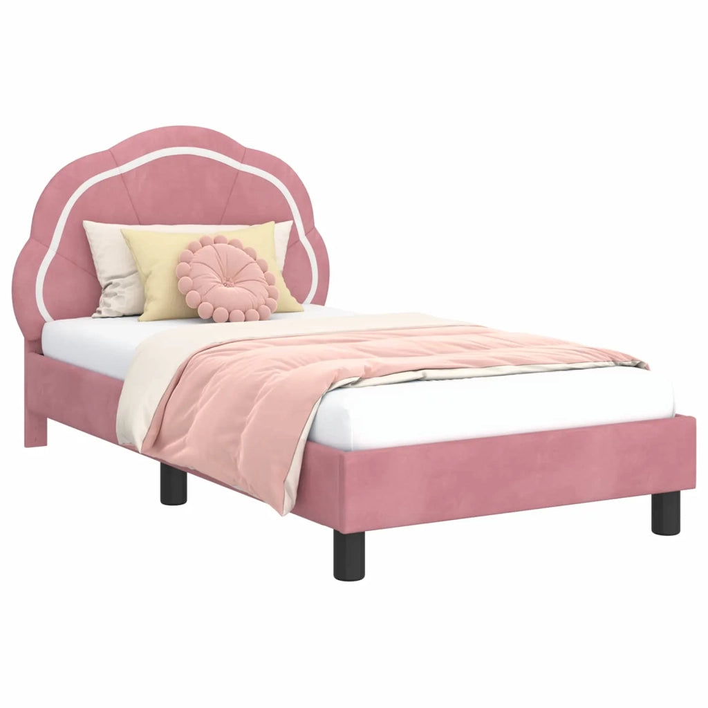 Struttura letto bambini con testata Rosa 80 x 160 cm Velluto 42010904