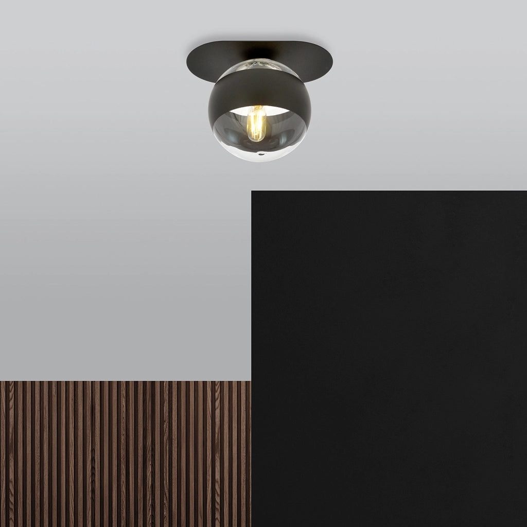 Plafoniera Minimal Teia Acciaio Nero 1 Luce E14 Ip20