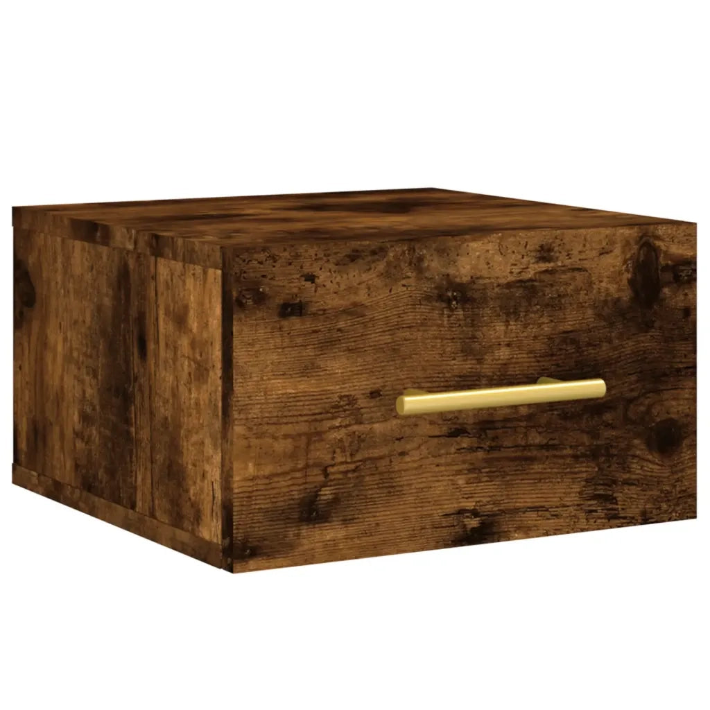 Set di 2 Comodini | Armadio da Notte | Mobiletto da notte a Muro Rovere Fumo 35x35x20 cm