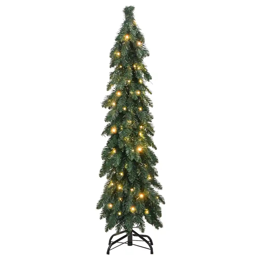 Albero di Natale Artificiale Preilluminato-Albero Natalizio con 60 LED 120 cm