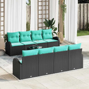 Set di divani con cuscino 9 pcs Nero e Turchese polyrattan 3354645