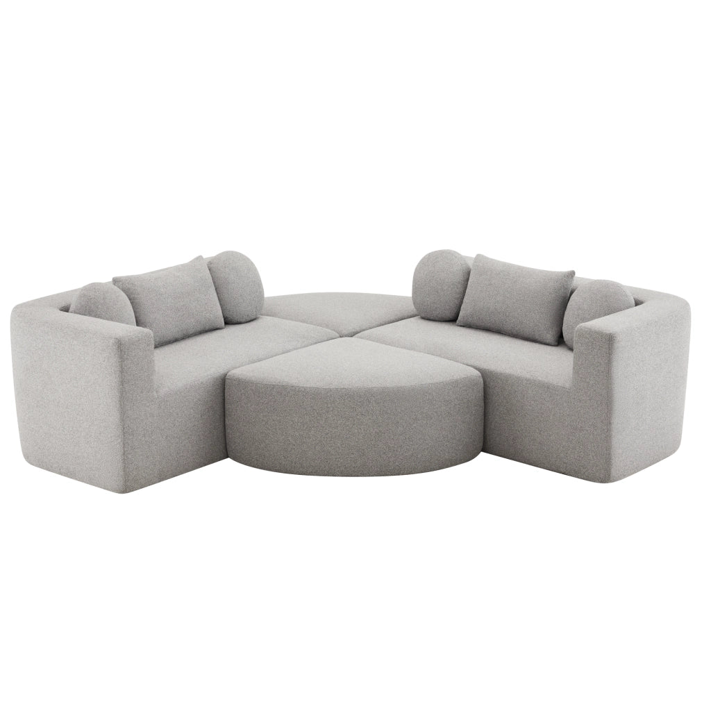 Divano letto modulare - con funzione letto - in ciniglia grigio - 292 × 165 × 68 cm