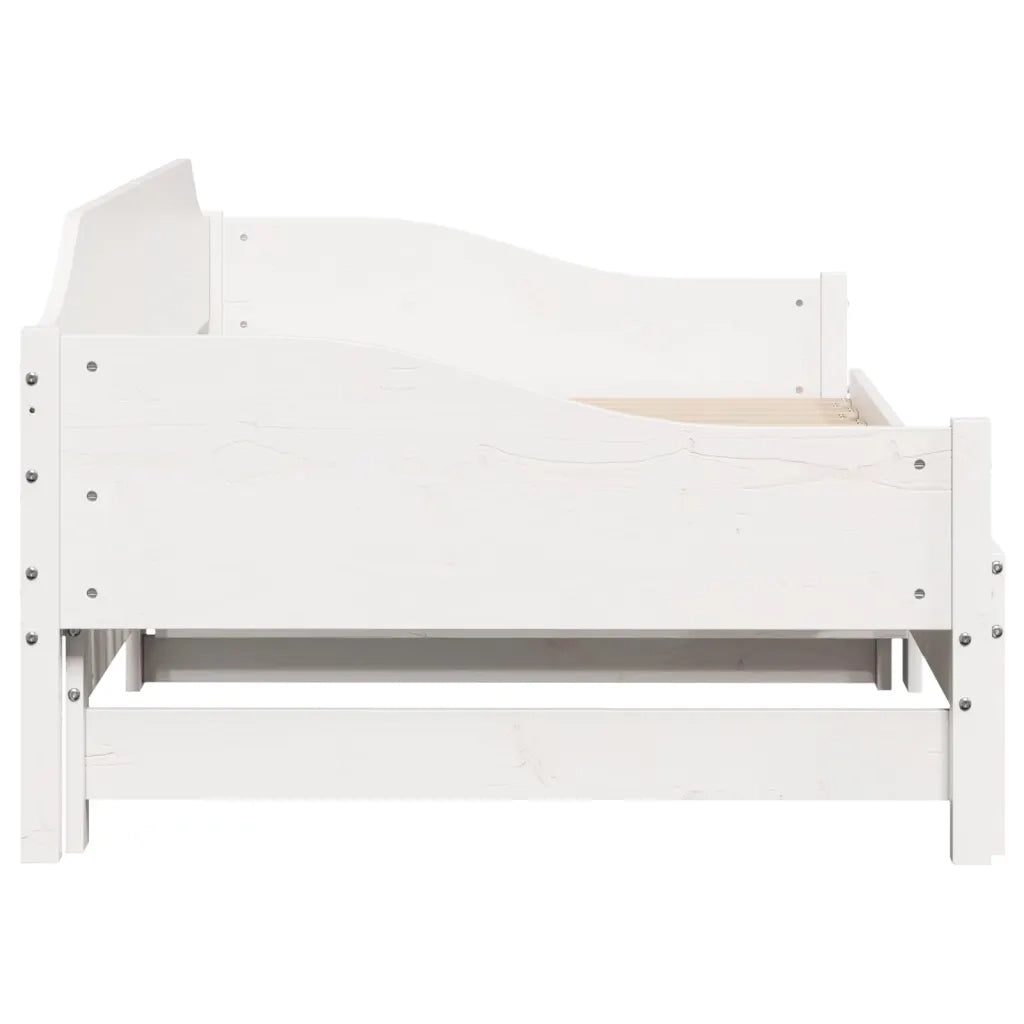 Divano Letto con Letto Estraibile Bianco 90x200cm Massello Pino 850906