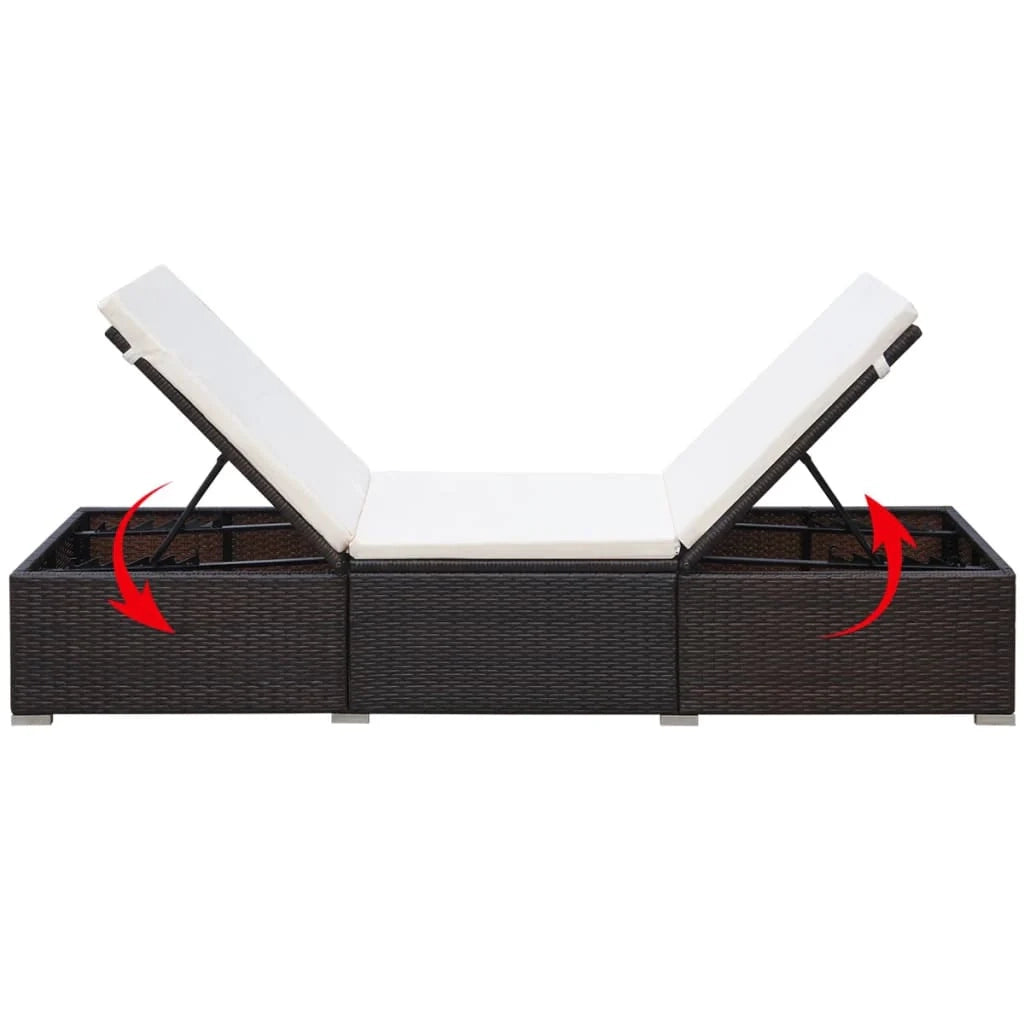 Lettino prendisole sedia a sdraio lettino prendisole letto da giardino mobili da esterno per patio con cuscino resina intrecciata marrone 02_0012513