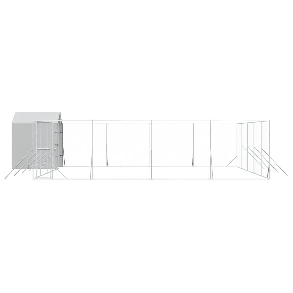 Cuccia Cani da Esterno Tetto Argento 10x10x2,5m Acciaio Zincato 3190481