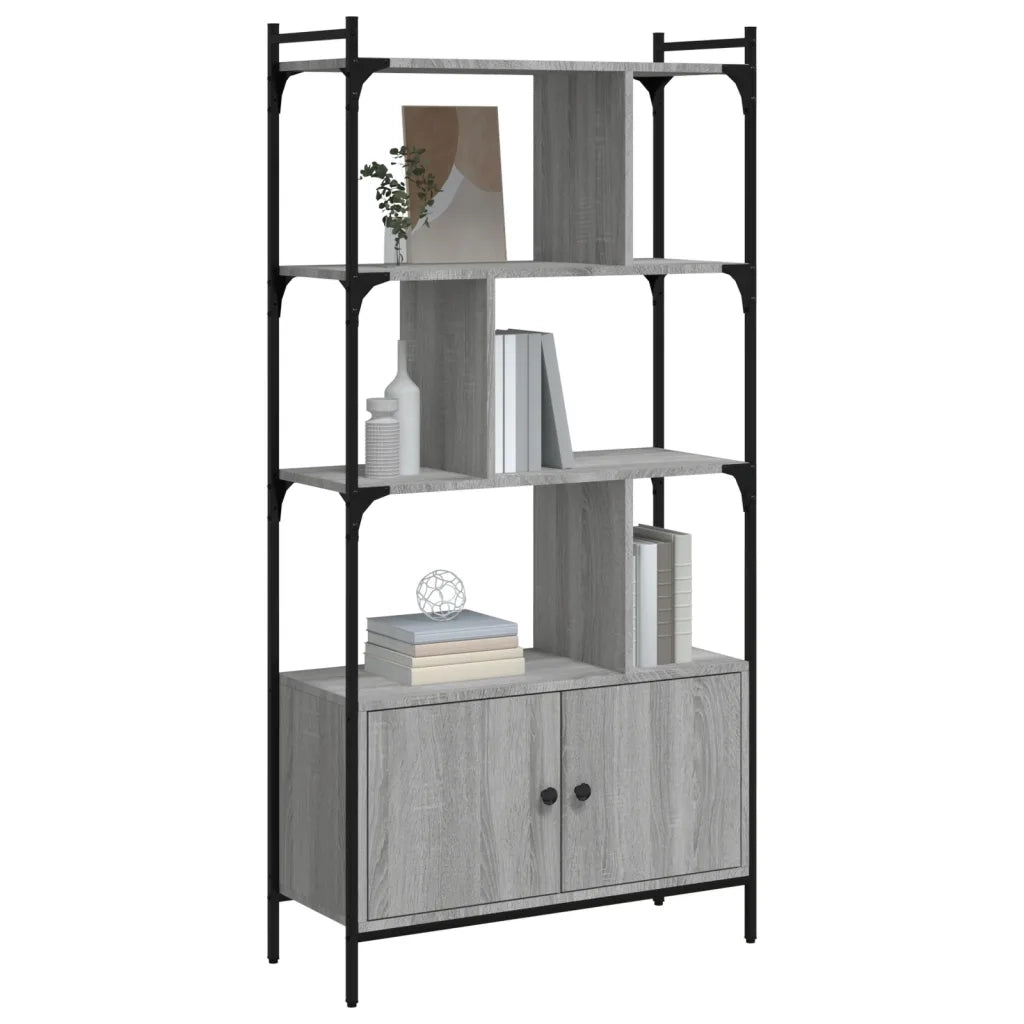 Libreria Ante-Scaffale per Libri-Mobile di Stoccaggio Grigio Sonoma 76,5x30x154,5 cm Legno Multistrato