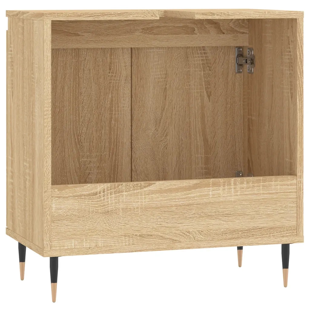 Mobiletto da bagno con gambe in ferro ampia capacità contenitiva 58 x 33 x 60 cm stile industriale legno di rovere Sonoma ingegnerizzato 02_0049016
