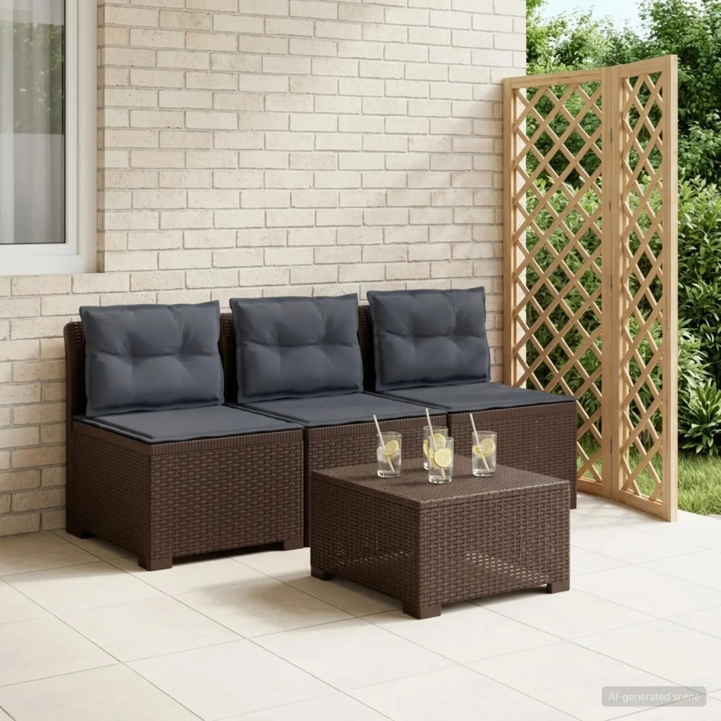 Divano da giardino 3 posti con cuscini in look rattan PP 8011983