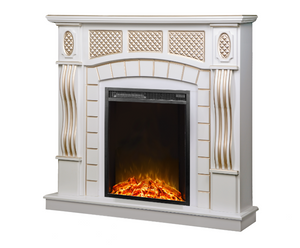 Camino Elettrico da Pavimento 112x115x30 cm Effetto Fiamma 1500W Amsterdam & Miriam Bianco