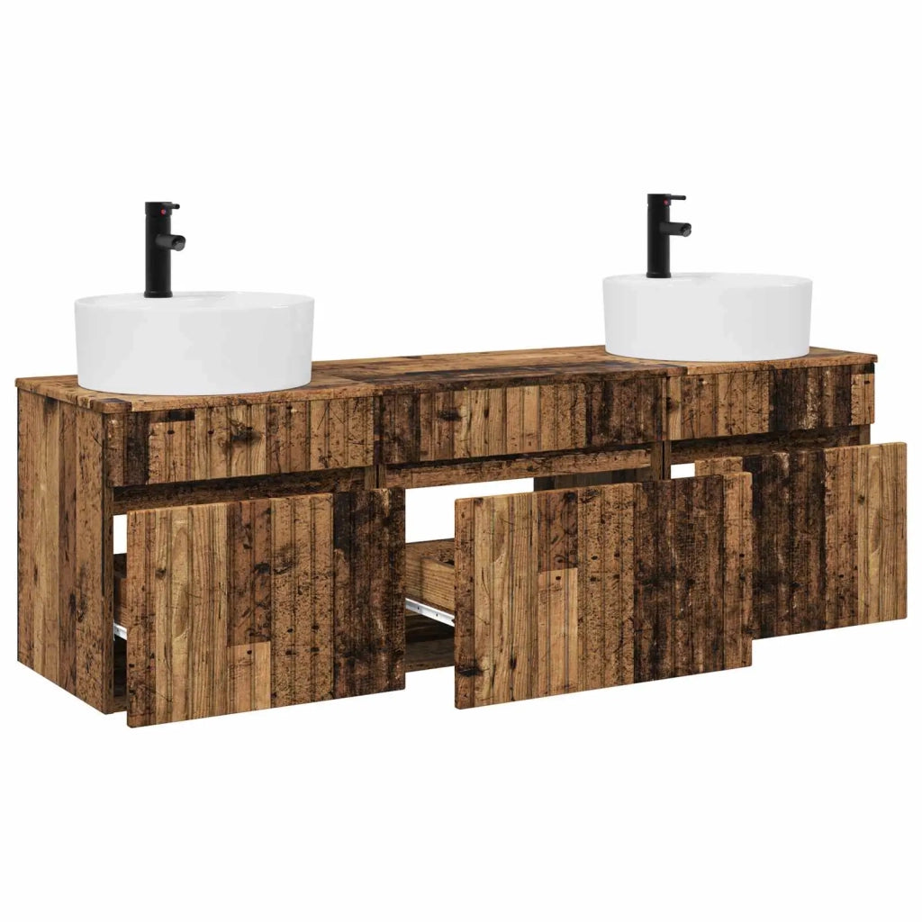 Set di Armadi da Bagno 3 pz Legno antico 49 x 44,5 x 65 cm 3405755