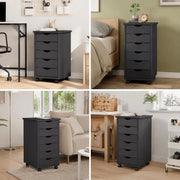 Rolling Cabinet With Drawers MOSS Grey Solid Pine Wood