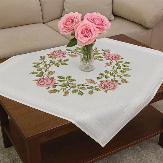 Set di cucito Magiche Rose - 80 x 80 cm - Punto di Croce - 100% Cotone - Alta Qualità - Pronto all'uso